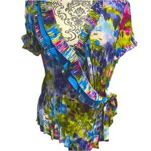 Vibrant rich colored wrap blouse